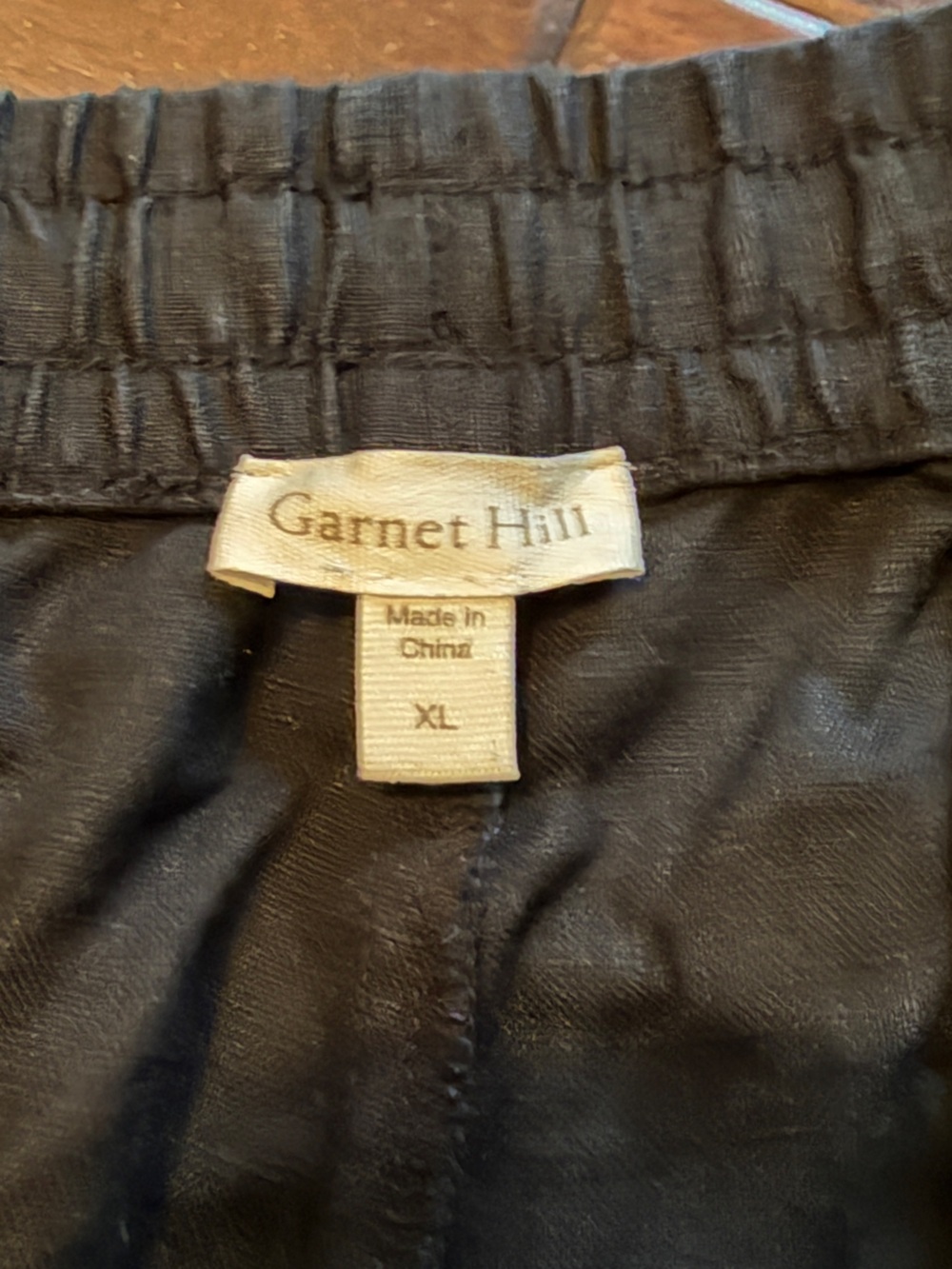 Garnet Hill Black Linen-Blend Elastic Waist Shorts - Picture 3 of 3